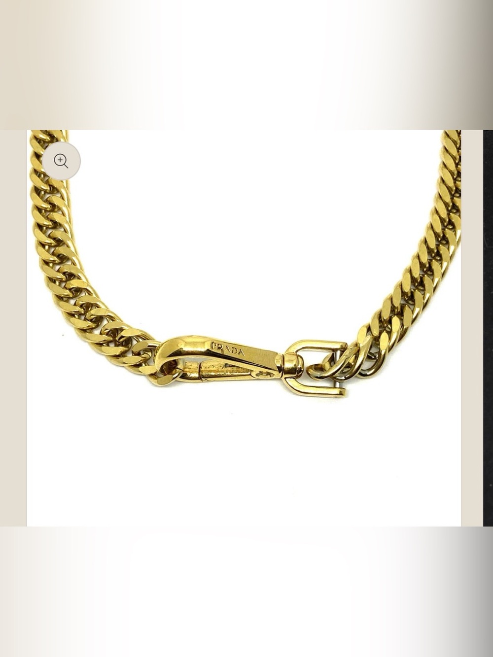 Repurposed Authentic Prada Clasp- Necklace gold chain